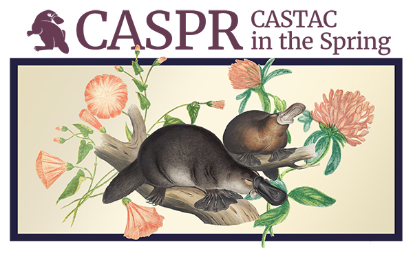 CASPR CASTAC in the Spring. illustration of platypi with wildflowers